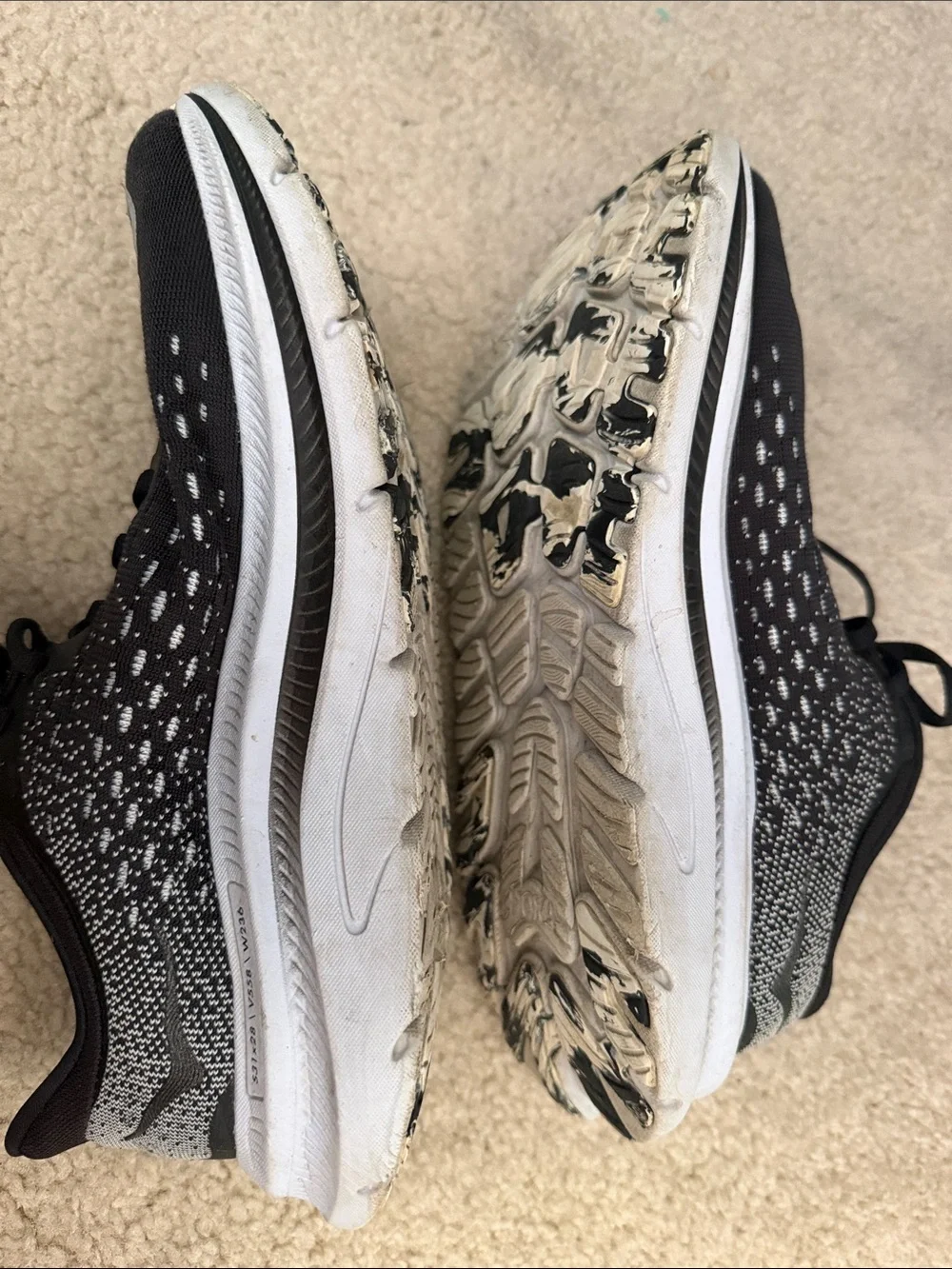 Hoka Black and White Women's Athletic Running Shoes